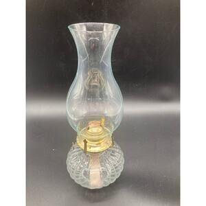 Lamplight Farms Clear Glass Ribbed Oil Lamp 330 13" Tall with Chimney - Vintage